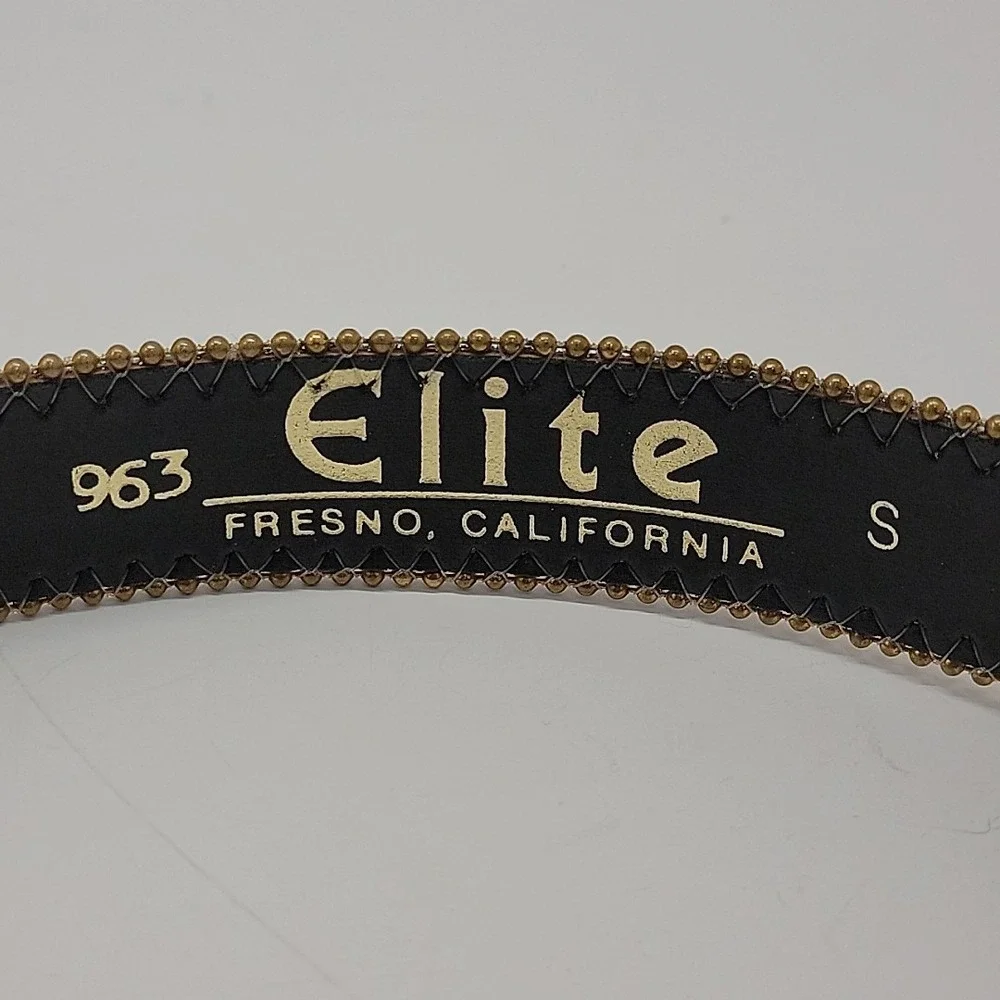 Vtg ELITE Dress Belt Women Sz Small Gold Silver Black Mix Bead Edge Brass Buckle
